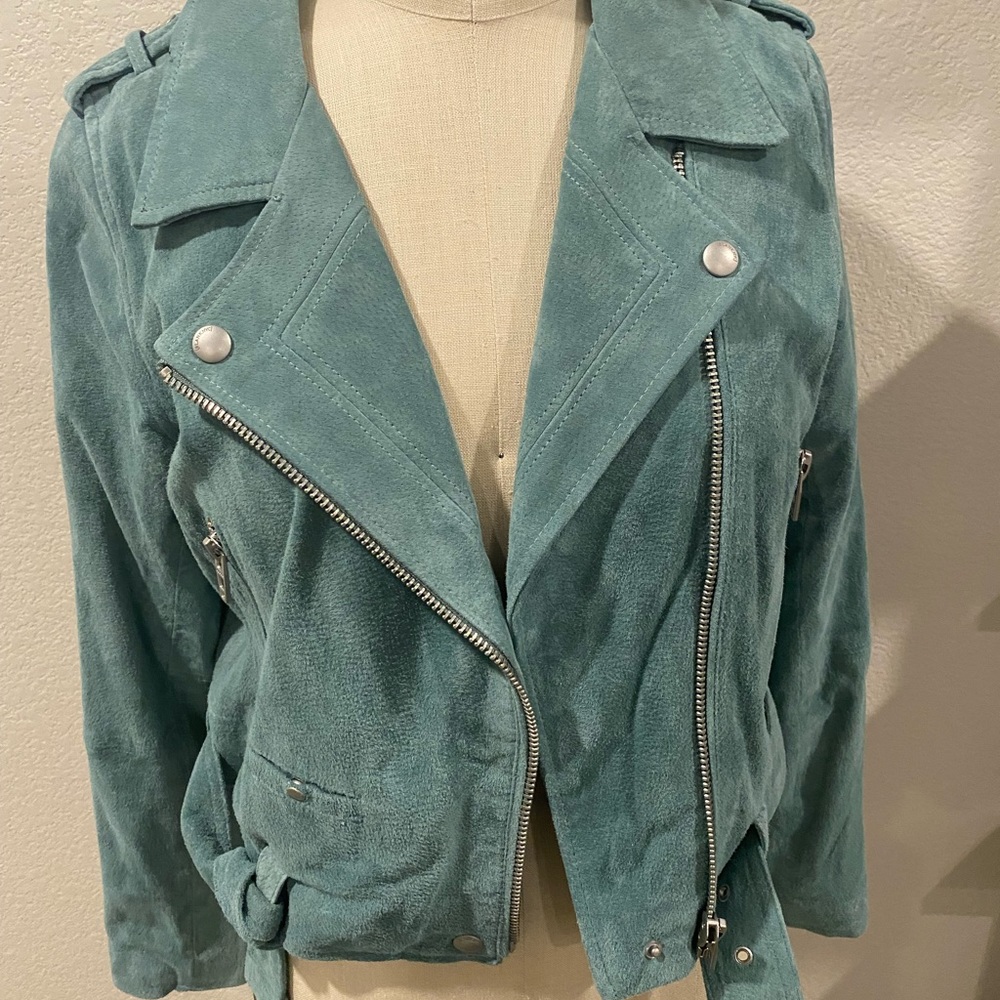BLANK NYC - Suede Moto Jacket - SAGE - size L